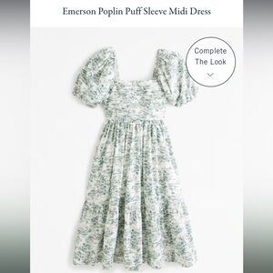 Emerson Poplin Puff Sleeve Midi Dress - Olive
